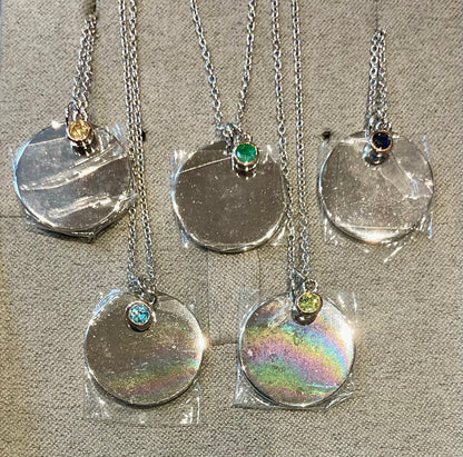 Clogau Celebration Disc Birthstone necklace 18-22" silver and rose gold December May August September November