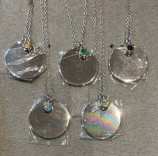 Clogau Celebration Disc Birthstone necklace 18-22" silver and rose gold December May August September November