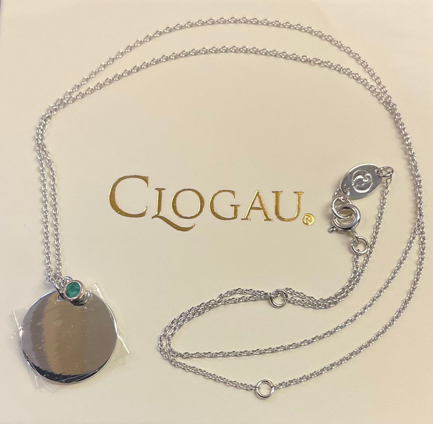 Clogau Celebration Disc Birthstone necklace 18-22" silver and rose gold December May August September November