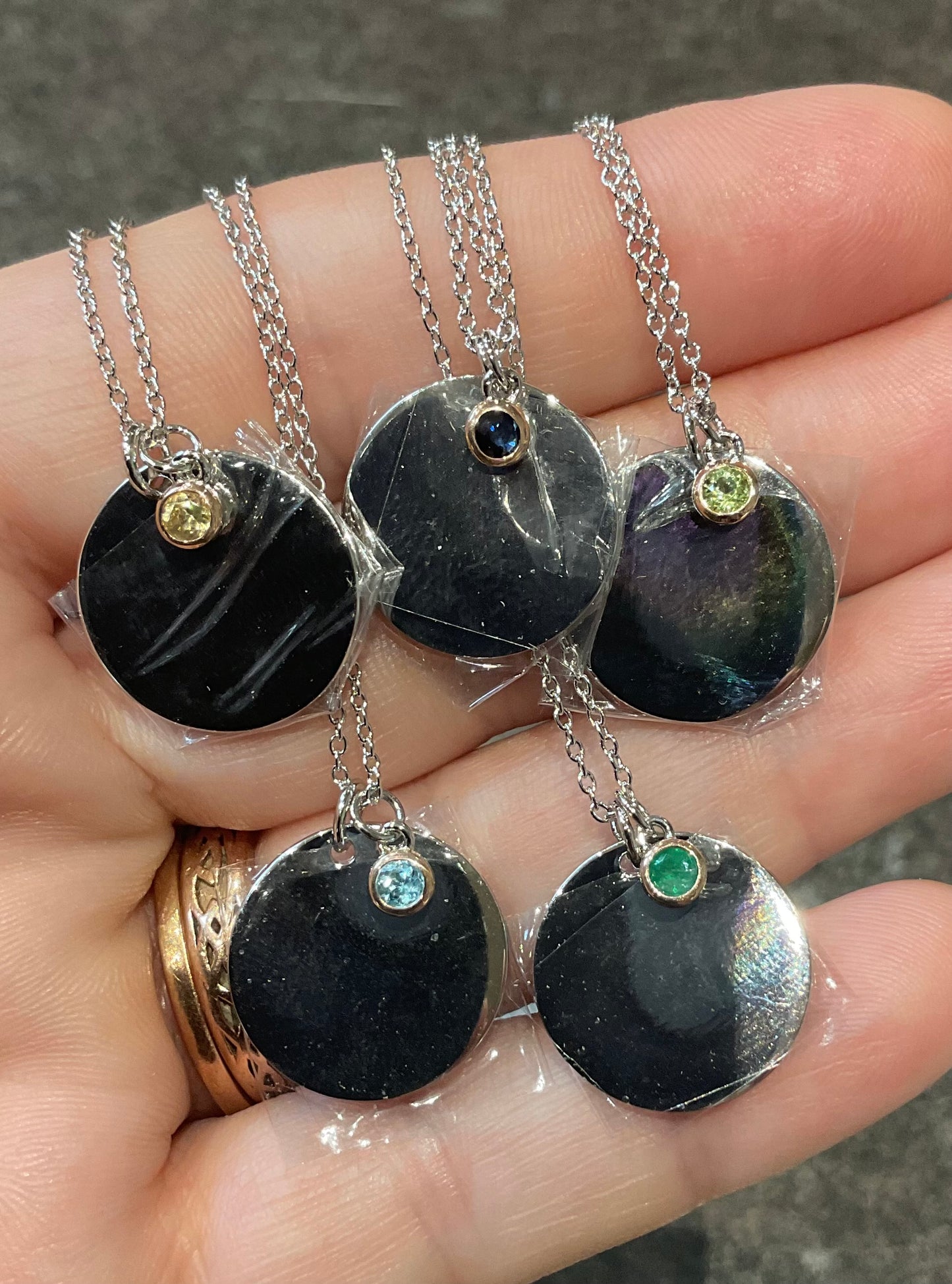 Clogau Celebration Disc Birthstone necklace 18-22" silver and rose gold December May August September November