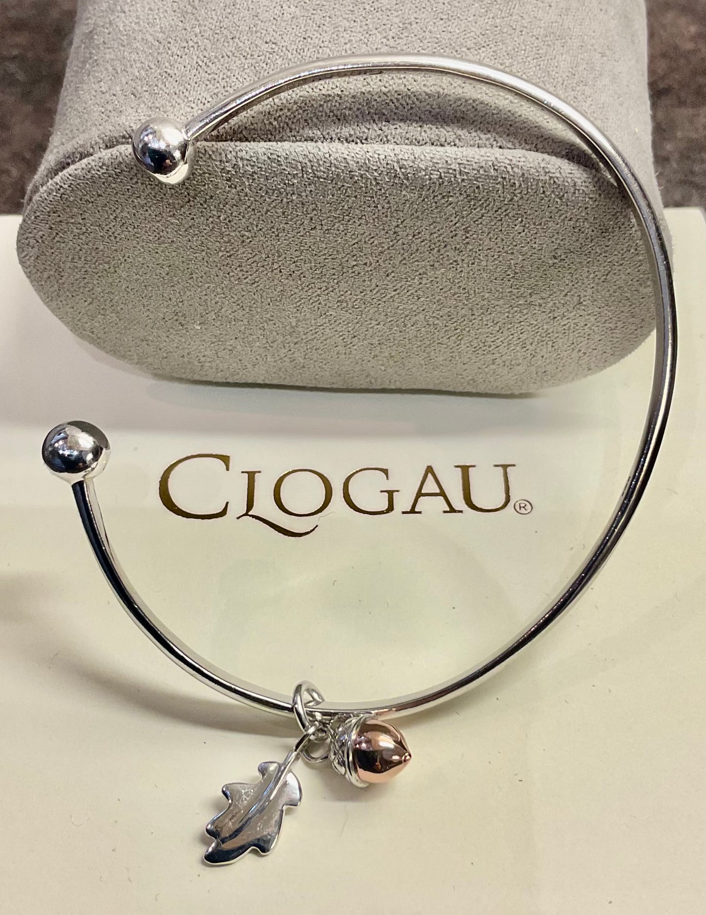 Clogau Royal Oak Cuff Bangle bracelet in silver and rose gold