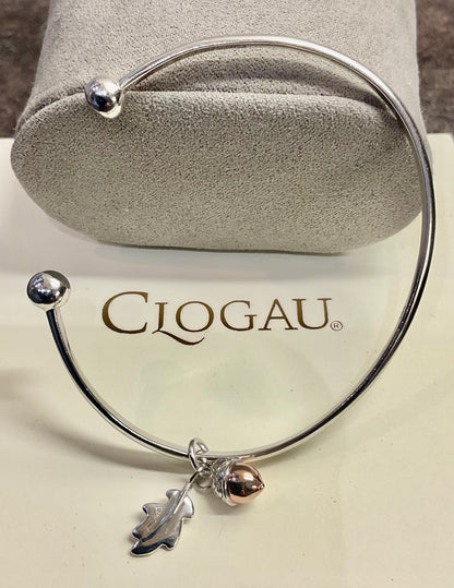 Clogau Royal Oak Cuff Bangle bracelet in silver and rose gold