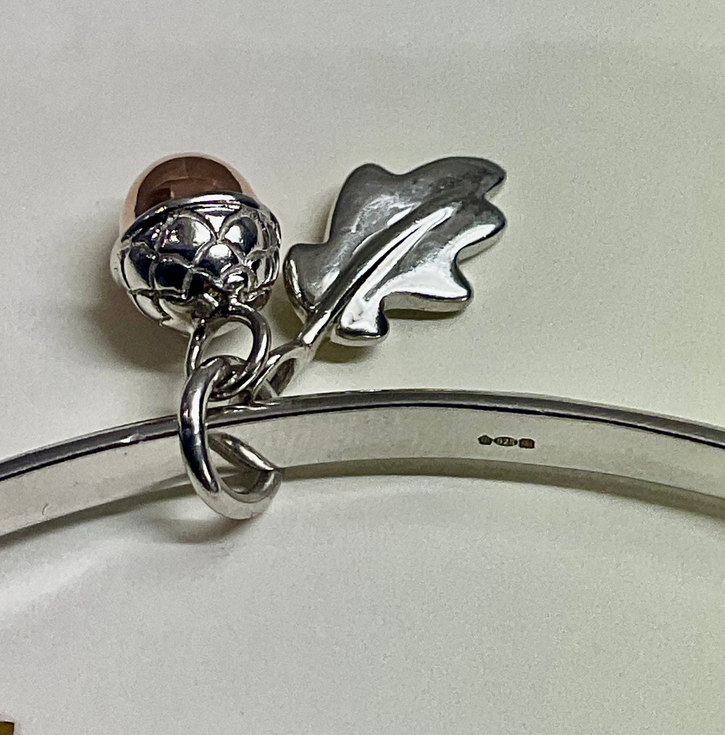 Clogau Royal Oak Cuff Bangle bracelet in silver and rose gold