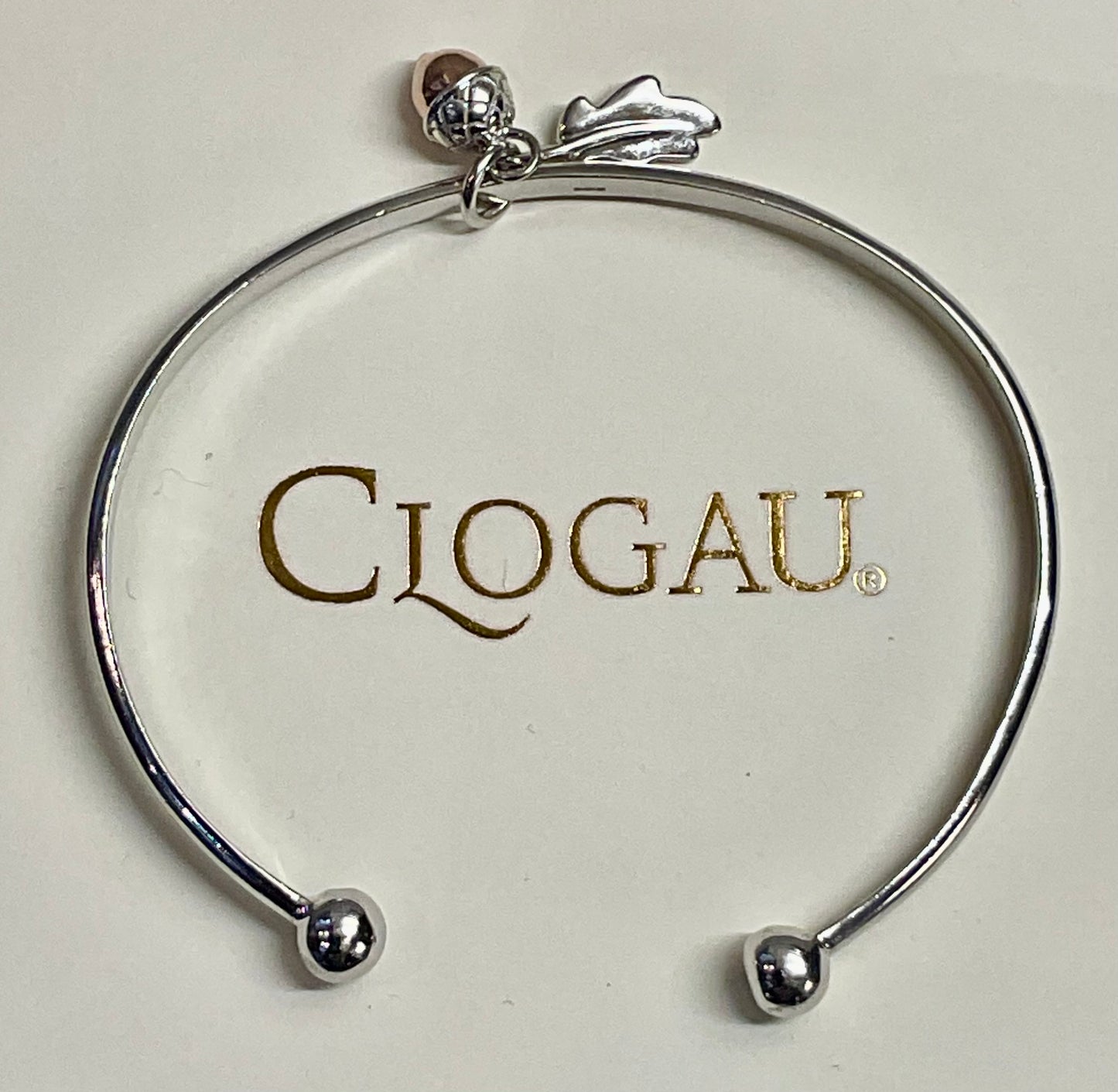 Clogau Royal Oak Cuff Bangle bracelet in silver and rose gold