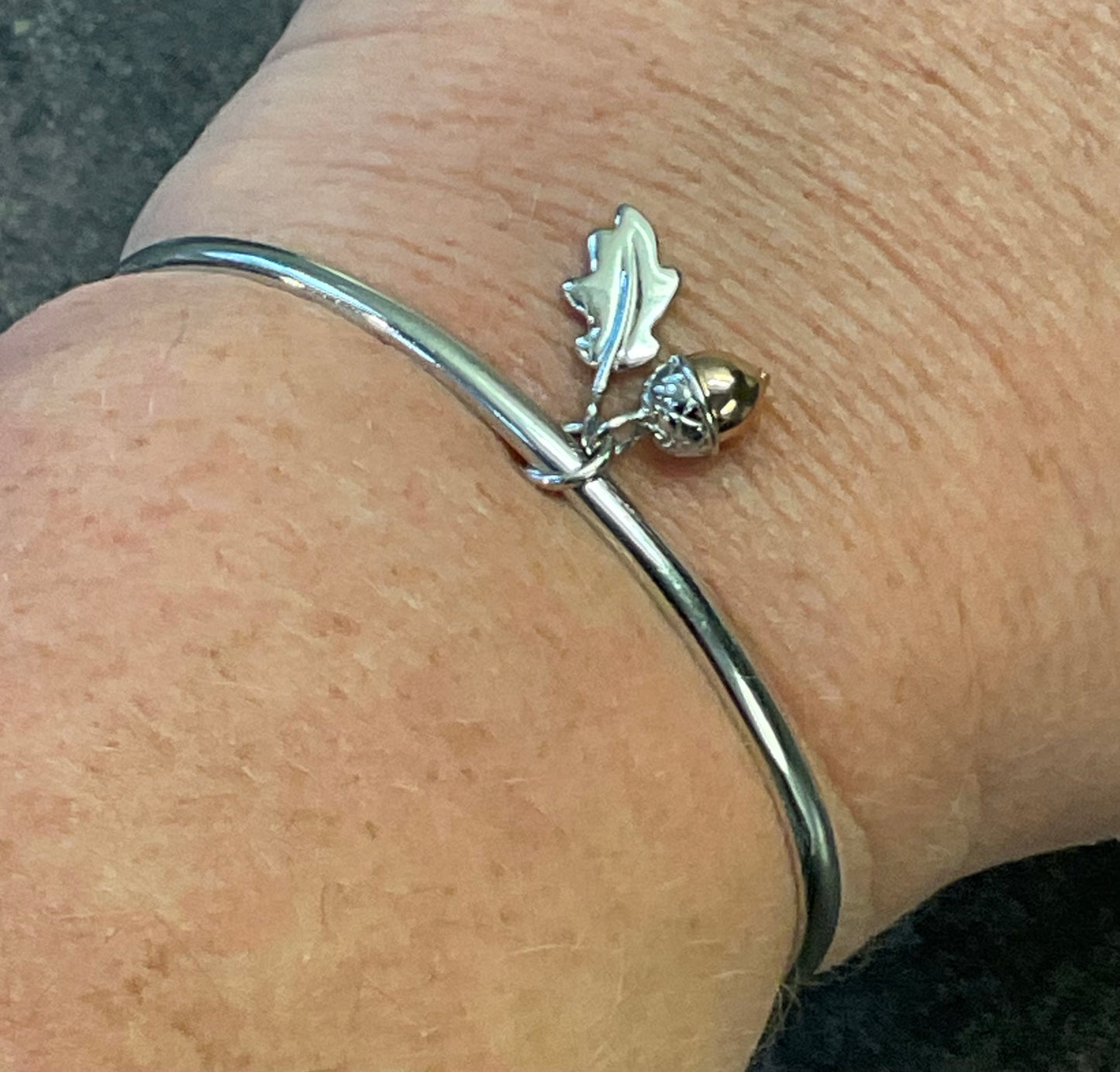 Clogau Royal Oak Cuff Bangle bracelet in silver and rose gold