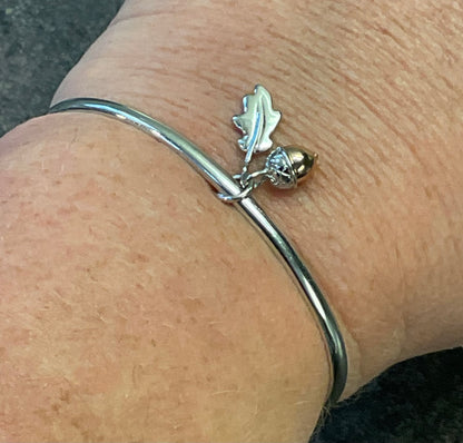 Clogau Royal Oak Cuff Bangle bracelet in silver and rose gold