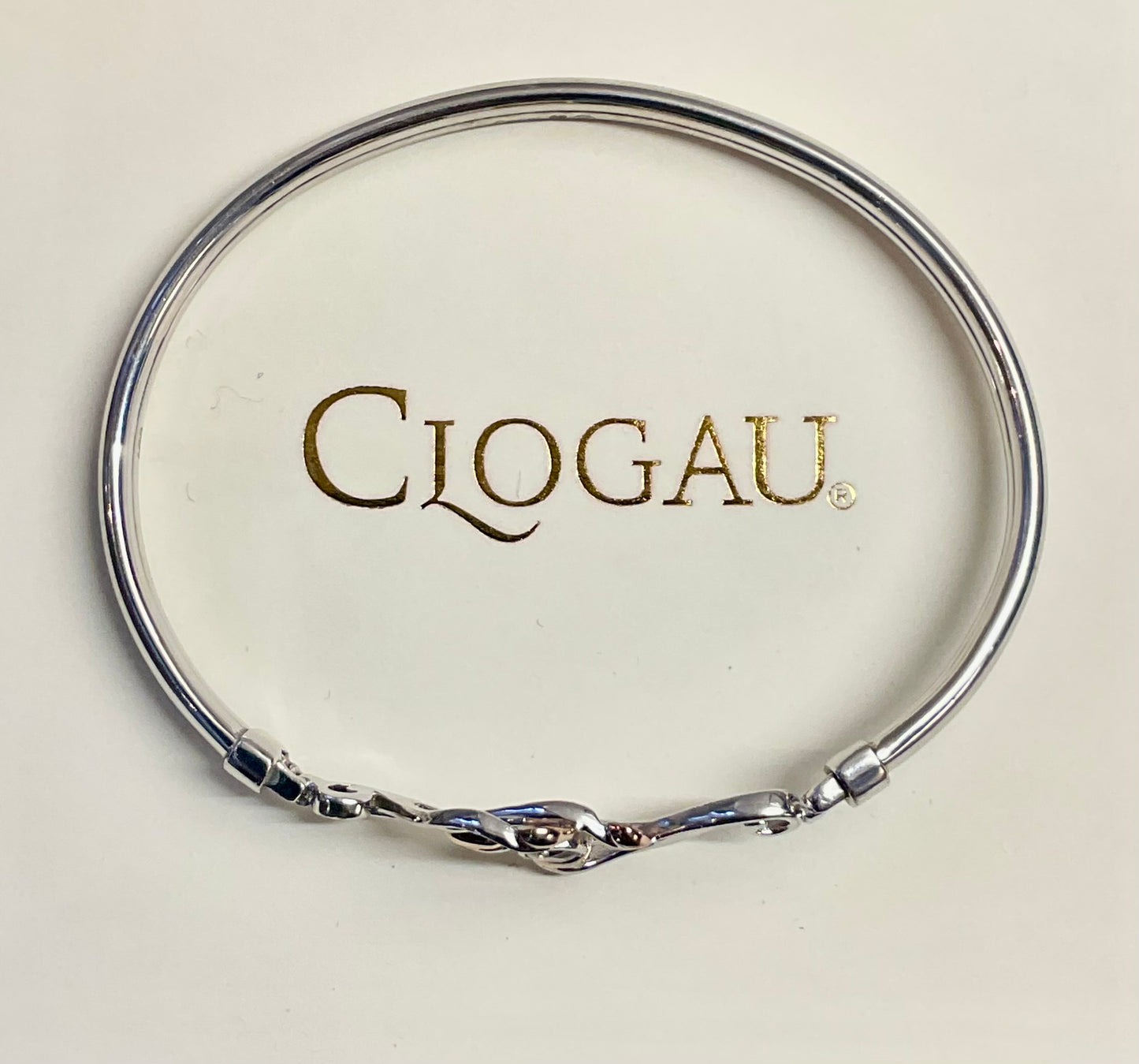 Clogau Blue Topaz Tree of Life Love Vine bangle bracelet in silver and rose gold open top hinged