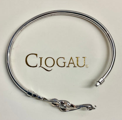 Clogau Blue Topaz Tree of Life Love Vine bangle bracelet in silver and rose gold open top hinged