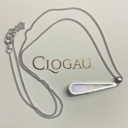 Clogau Tudor Court Black Mother of Pearl pendant necklace 18” in silver and rose gold