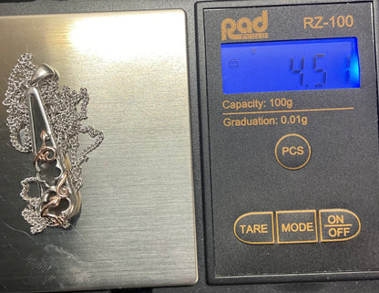 Clogau Tudor Court Black Mother of Pearl pendant necklace 18” in silver and rose gold