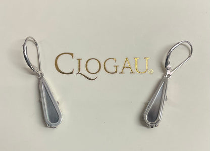 Clogau Tudor Court Black Mother of Pearl drop earrings in silver and rose gold