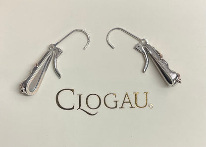Clogau Tudor Court Black Mother of Pearl drop earrings in silver and rose gold