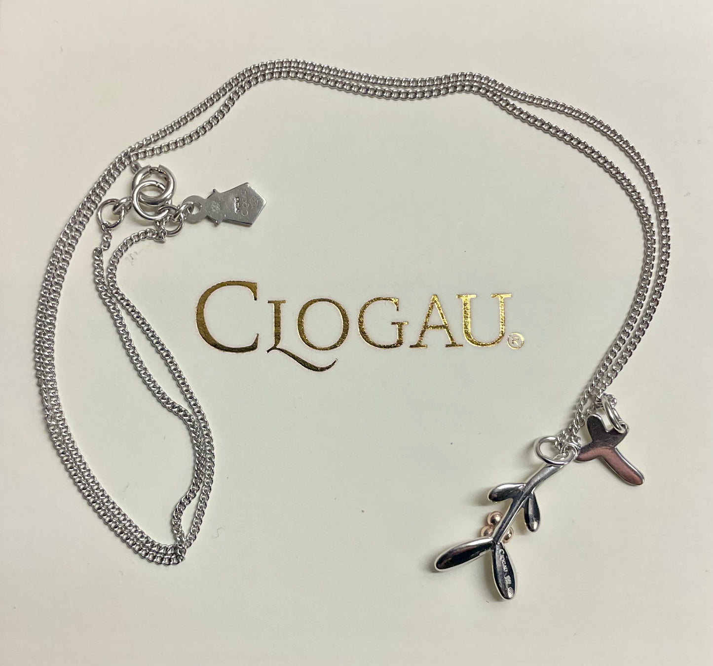 Clogau Mistletoe and Kisses pendant necklace in silver and rose gold 18”