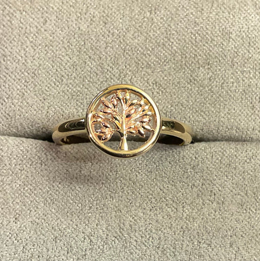 Clogau 9ct Tree of Life Circle ring size P in yellow and rose gold