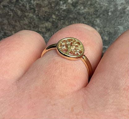 Clogau 9ct Tree of Life Circle ring size P in yellow and rose gold