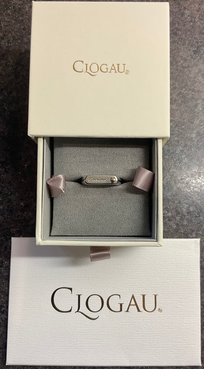 Unisex Clogau Cariad Bar ring size P in silver and rose gold