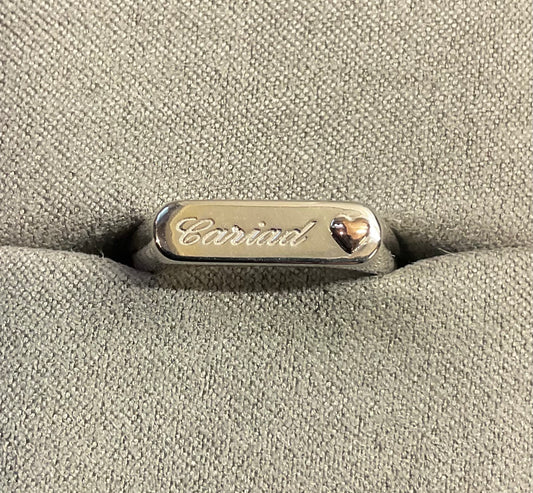 Unisex Clogau Cariad Bar ring size P in silver and rose gold