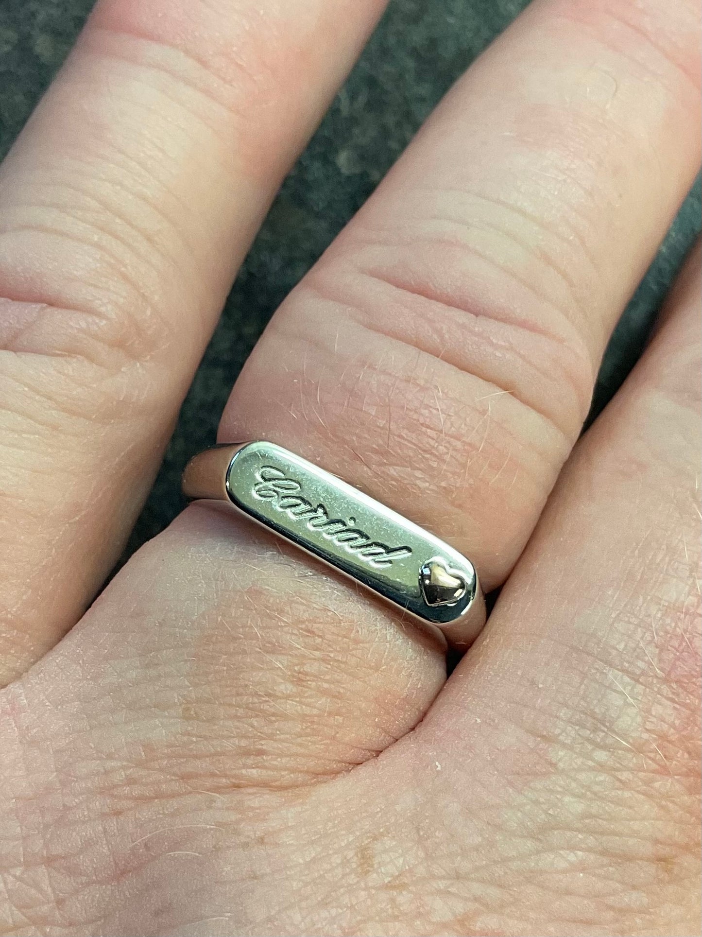 Unisex Clogau Cariad Bar ring size P in silver and rose gold