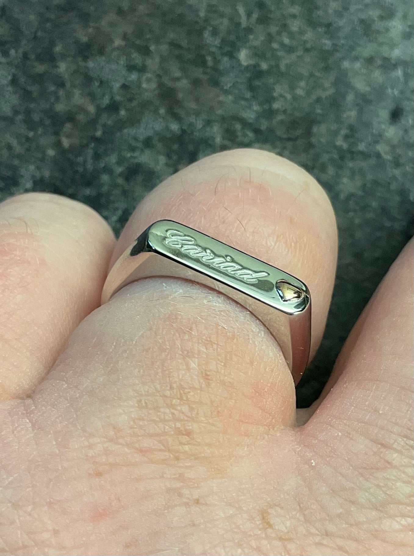 Unisex Clogau Cariad Bar ring size P in silver and rose gold