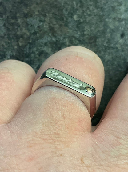 Unisex Clogau Cariad Bar ring size P in silver and rose gold