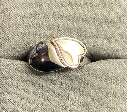 Clogau Cwtch Double Heart ring in silver and rose gold size M and P RRP £159