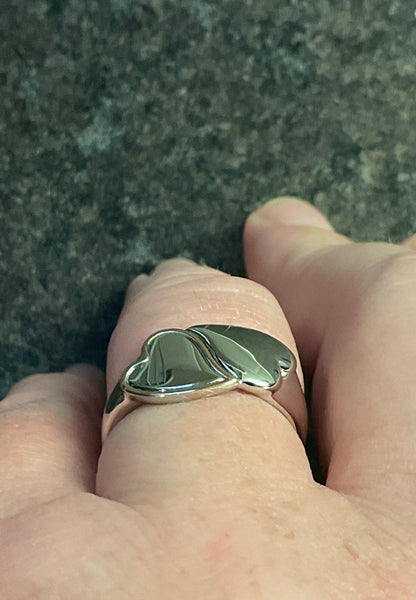 Clogau Cwtch Double Heart ring in silver and rose gold size M and P RRP £159