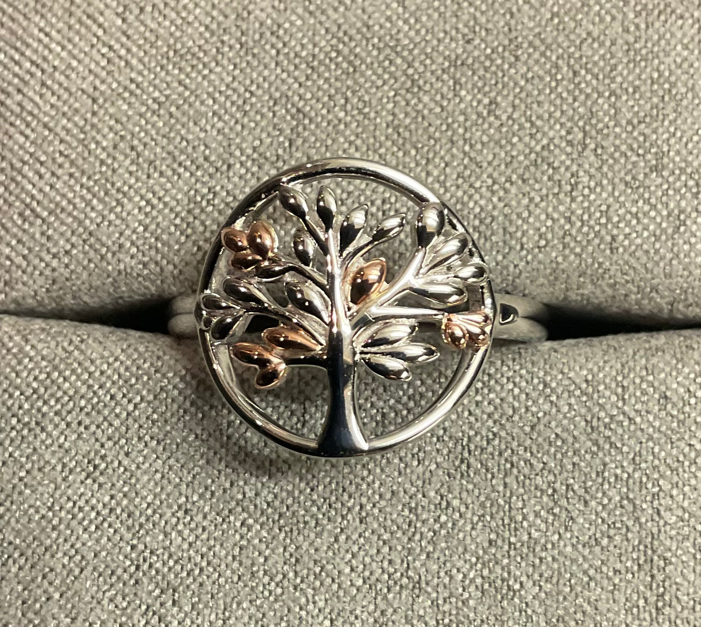 Clogau Tree of Life Circle ring in silver and rose gold size R
