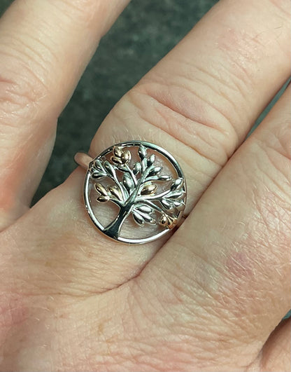 Clogau Tree of Life Circle ring in silver and rose gold size R