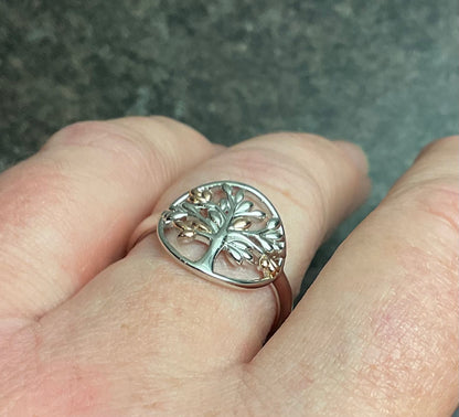 Clogau Tree of Life Circle ring in silver and rose gold size R