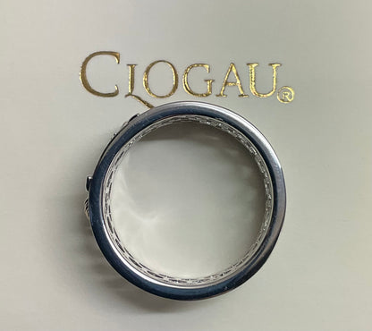 Clogau Honey Bee On Honeycomb wide band ring in silver and rose gold size Q