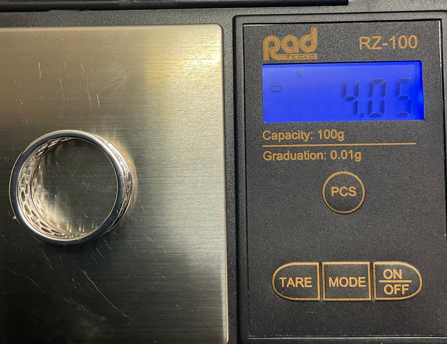 Clogau Honey Bee On Honeycomb wide band ring in silver and rose gold size Q