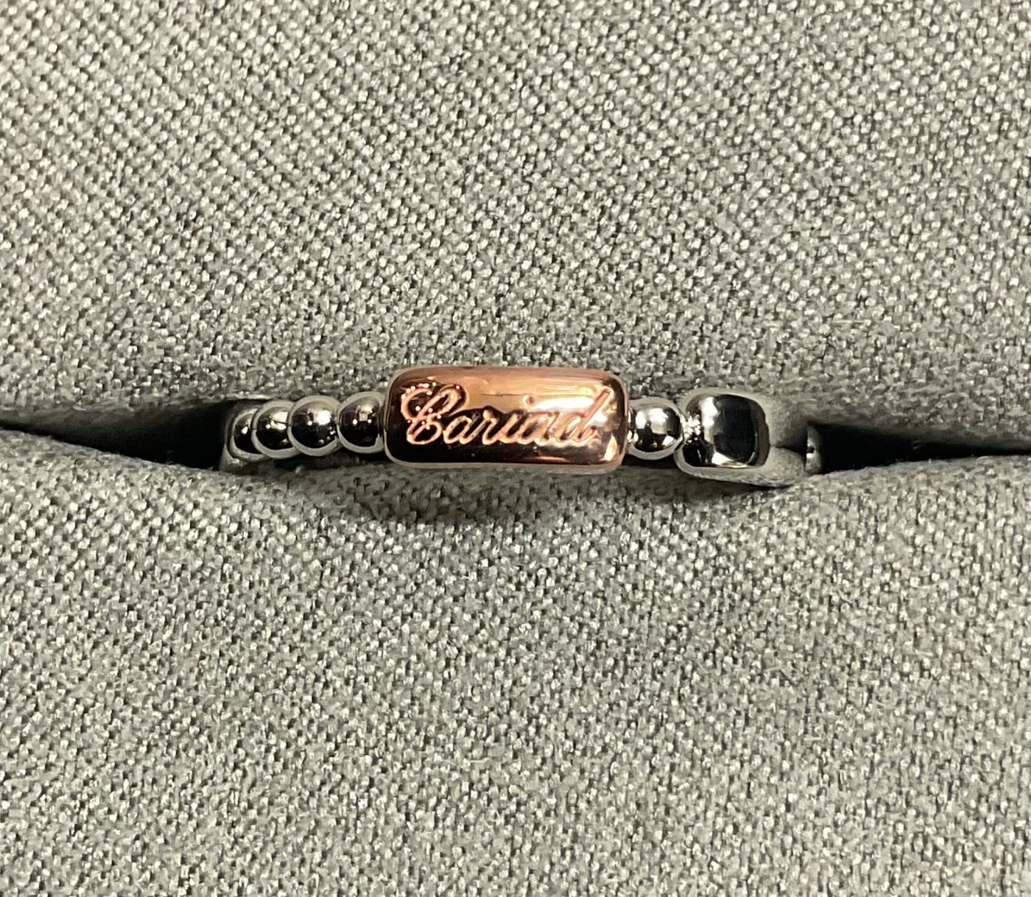 Clogau Cariad Morse Code ring in silver and rose gold size O