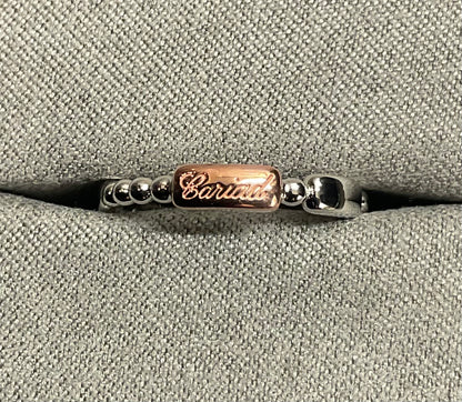 Clogau Cariad Morse Code ring in silver and rose gold size O