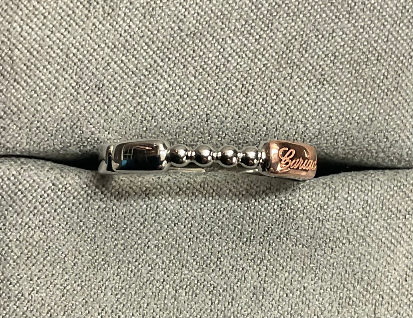 Clogau Cariad Morse Code ring in silver and rose gold size O