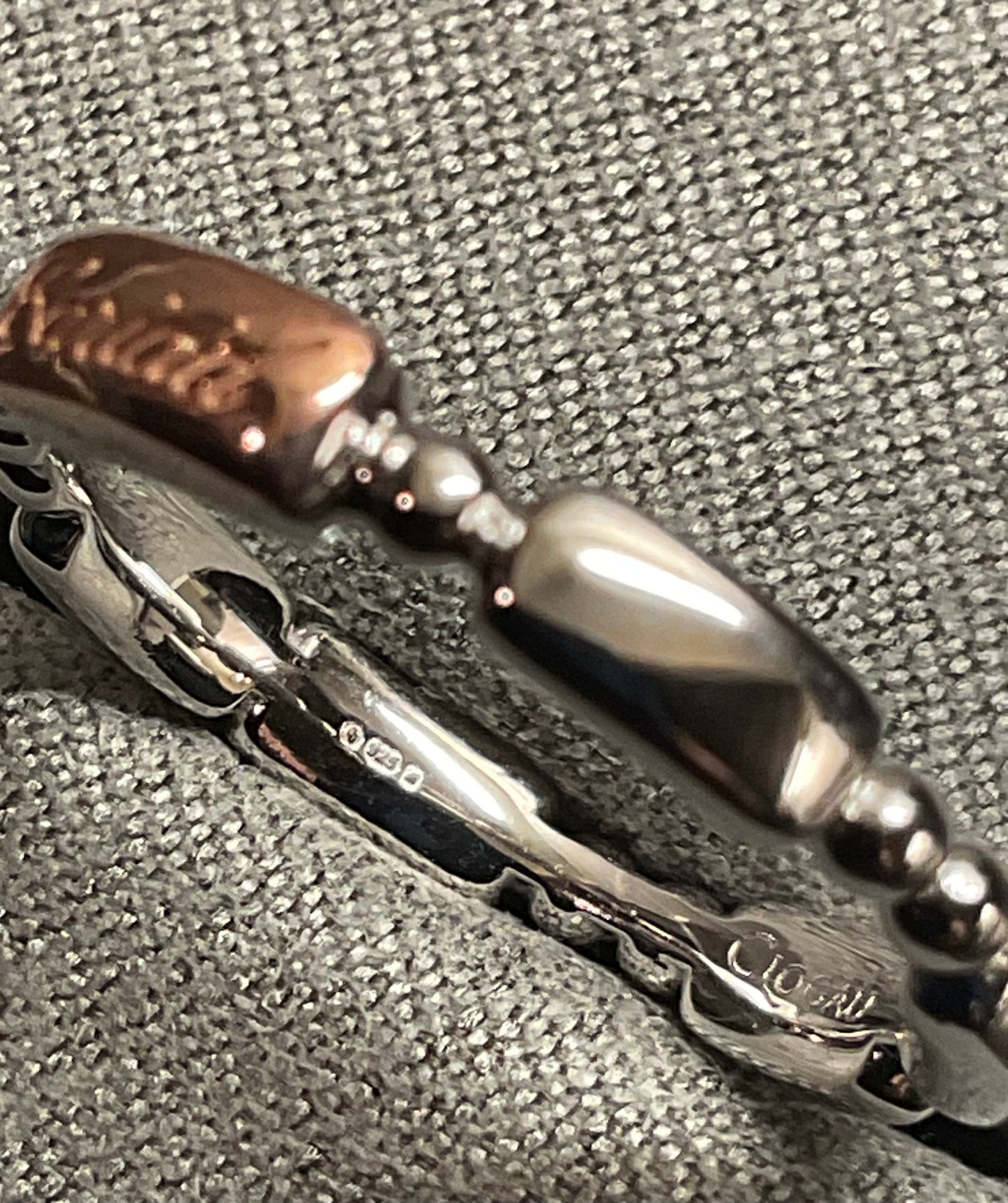 Clogau Cariad Morse Code ring in silver and rose gold size O