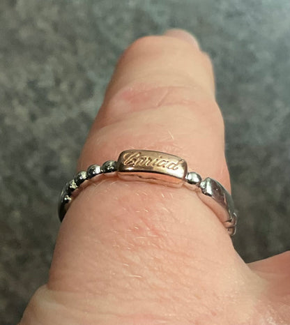 Clogau Cariad Morse Code ring in silver and rose gold size O