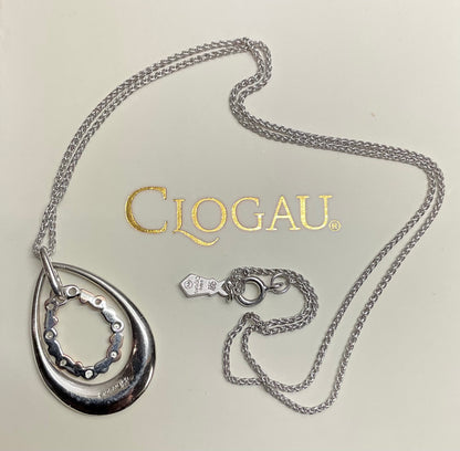 Clogau Tree of Life White Topaz Teardrop pendant 18” necklace in silver and rose gold