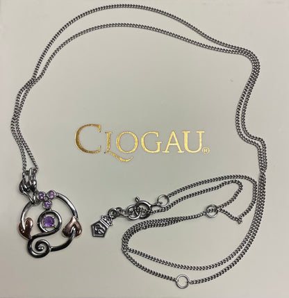 Clogau Tree of Life Origins Amethyst oxidised Silver and rose gold pendant necklace 18-22”