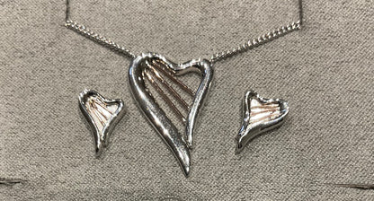 clogau Heartstrings necklace and earrings set in silver & rose gold