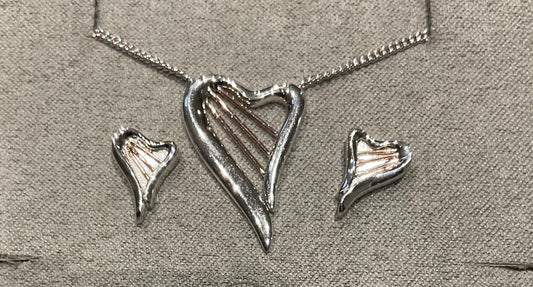 clogau Heartstrings necklace and earrings set in silver & rose gold