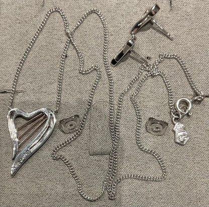 clogau Heartstrings necklace and earrings set in silver & rose gold