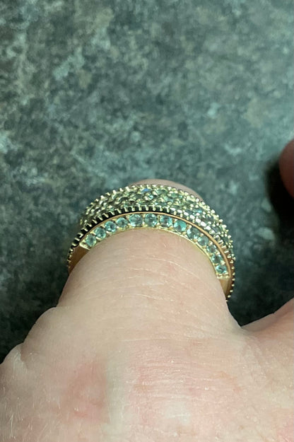 Unisex 9ct Alexandrite three sided pave set band ring size N