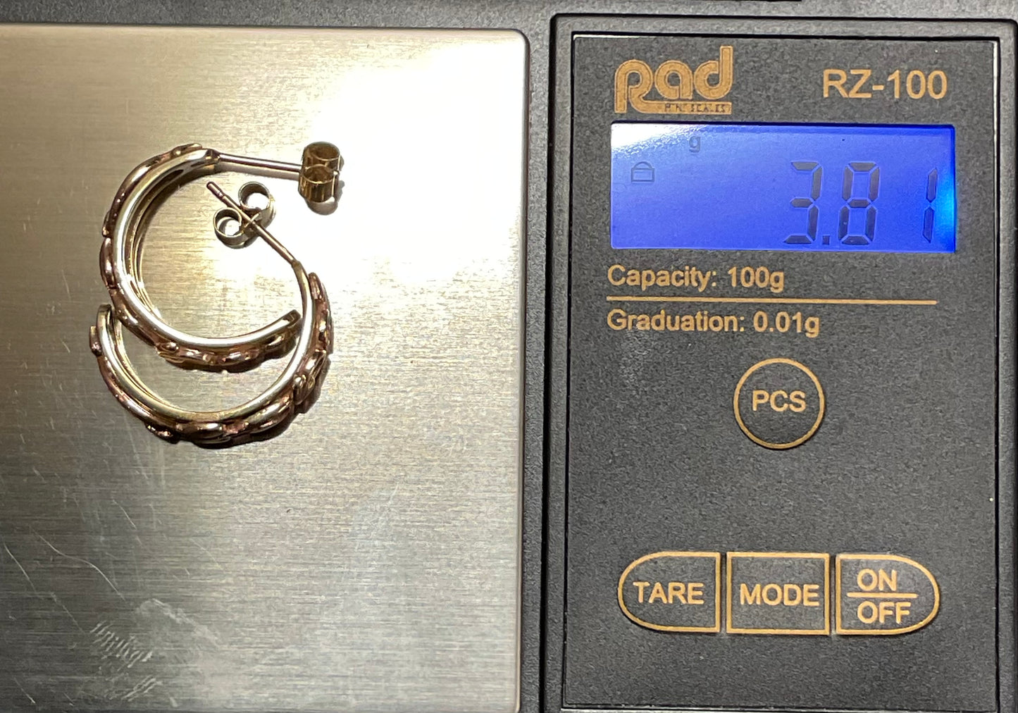 Vintage Clogau 5mm Tree of Life 3/4 hoop earrings in yellow and rose gold 3.81g