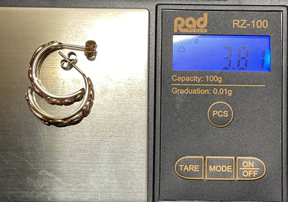 Vintage Clogau 5mm Tree of Life 3/4 hoop earrings in yellow and rose gold 3.81g