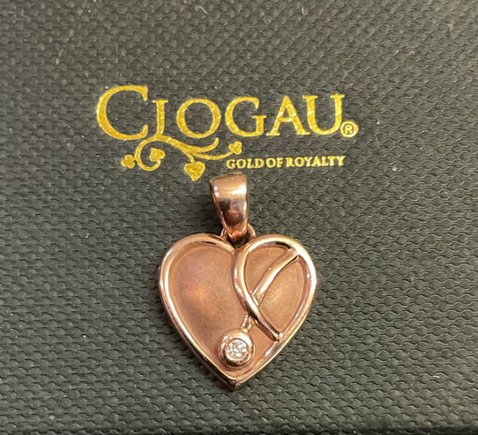 Clogau 9ct Tree of Life Diamond Heart rose gold pendant