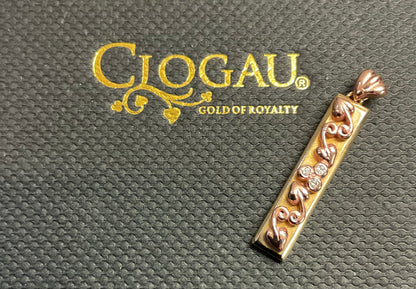 Clogau 9ct Tree of Life Diamond bar pendant in yellow and rose gold