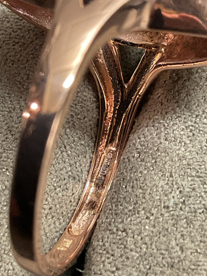 9ct Amethyst and Diamond Rose gold cocktail ring size P