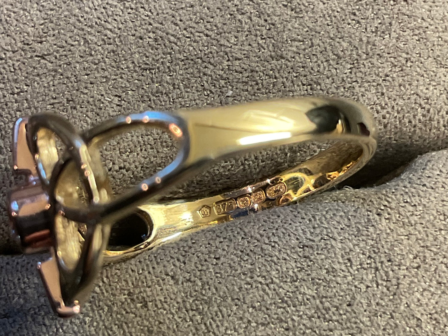 Vintage Clogau 9ct Pink Sapphire Celtic knot Unisex ring size O in yellow and rose gold