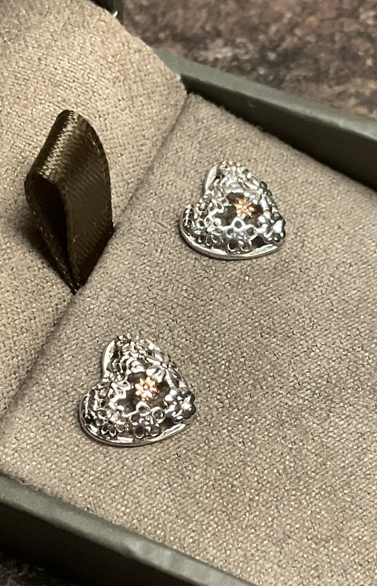 Clogau Flower Heart earrings in silver and rose gold RARE!
