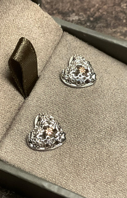 Clogau Flower Heart earrings in silver and rose gold RARE!